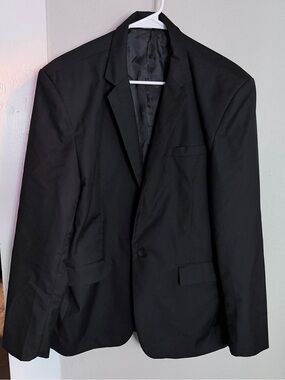 Classic Black Single Button Black Blazer men Large